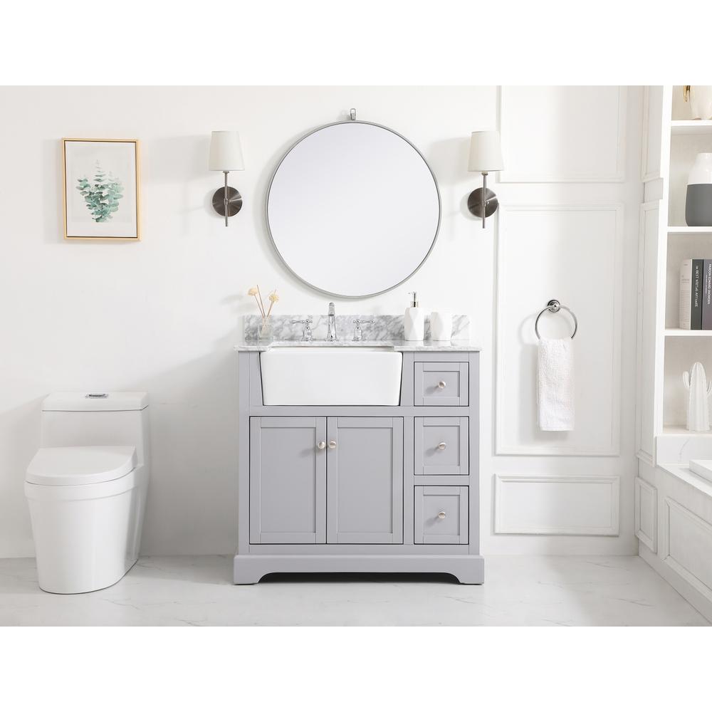 36 inch Single bathroom vanity in grey with backsplash. Picture 4
