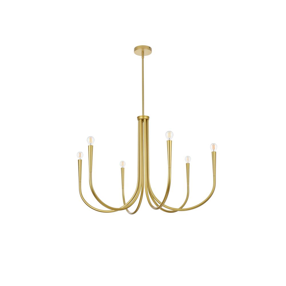 Layne 36 inch chandelier in Brass. Picture 6