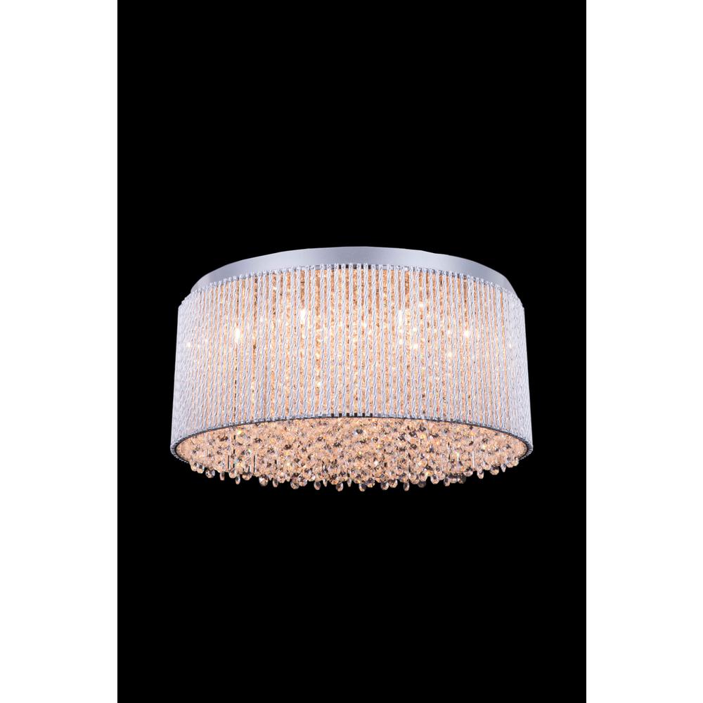 Influx 12 light Chrome Flush Mount Clear Royal Cut Crystal. Picture 1
