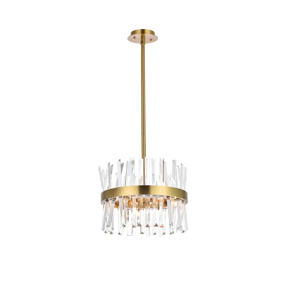 Serephina 16 inch crystal round pendant light in satin gold. Picture 1