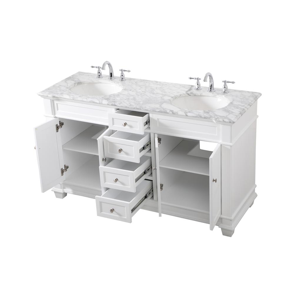 60 inch Double Bathroom Vanity set in White. Picture 9