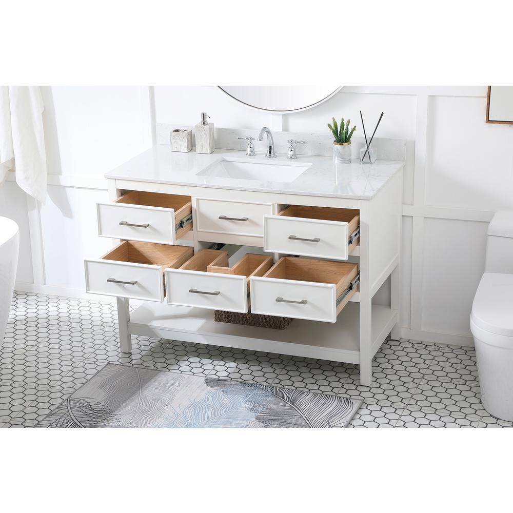 48 inch Single bathroom vanity in white with backsplash. Picture 3