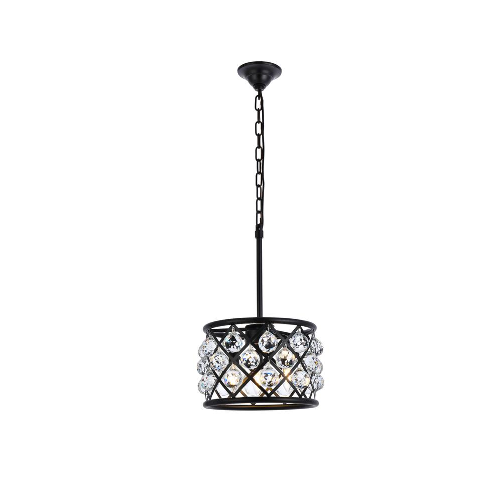 Madison 3 light Matte Black Pendant Clear Royal Cut Crystal. Picture 1