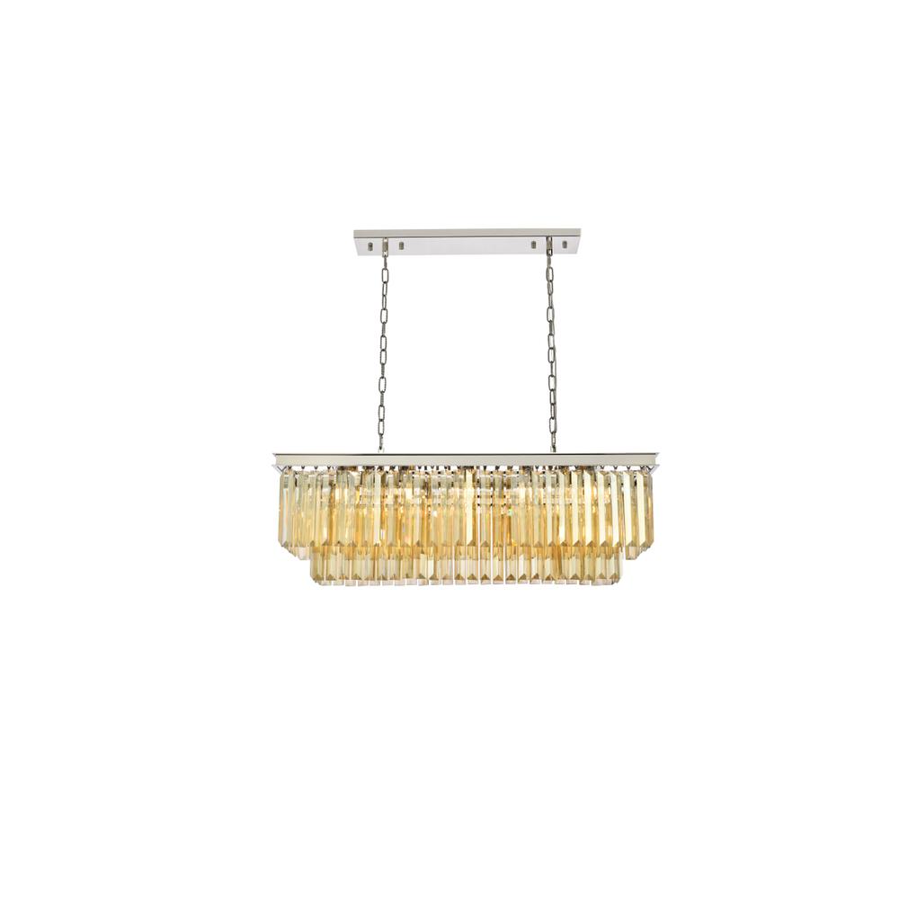 Sydney 12 light polished nickel Chandelier Golden Teak (Smoky) Royal Cut Crystal. Picture 1