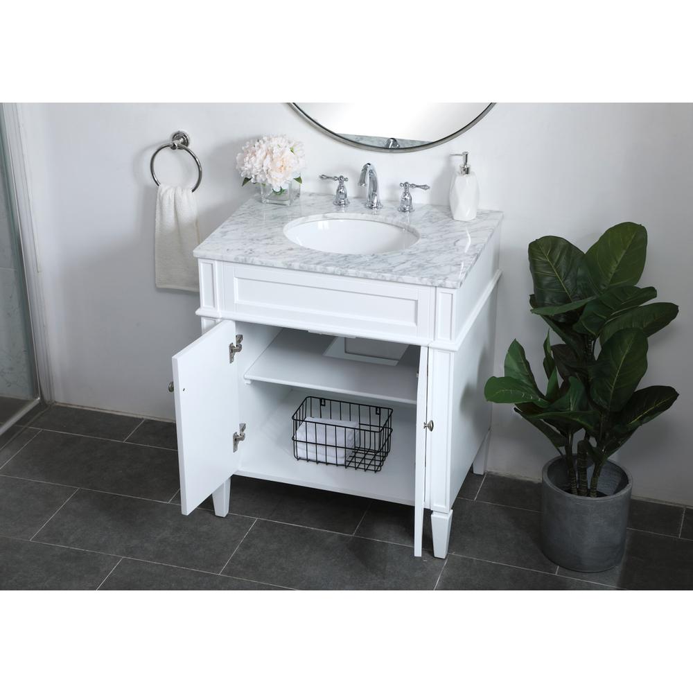 30 inch Single bathroom vanity in White. Picture 3