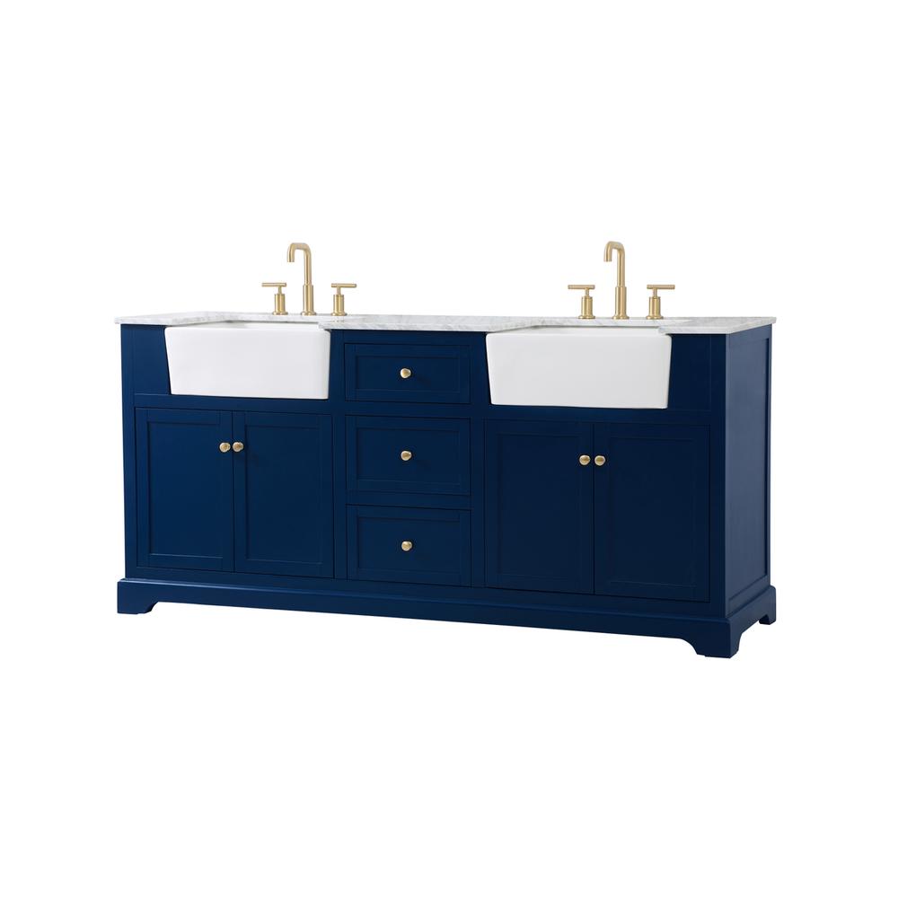 72 inch double bathroom vanity in blue. Picture 7
