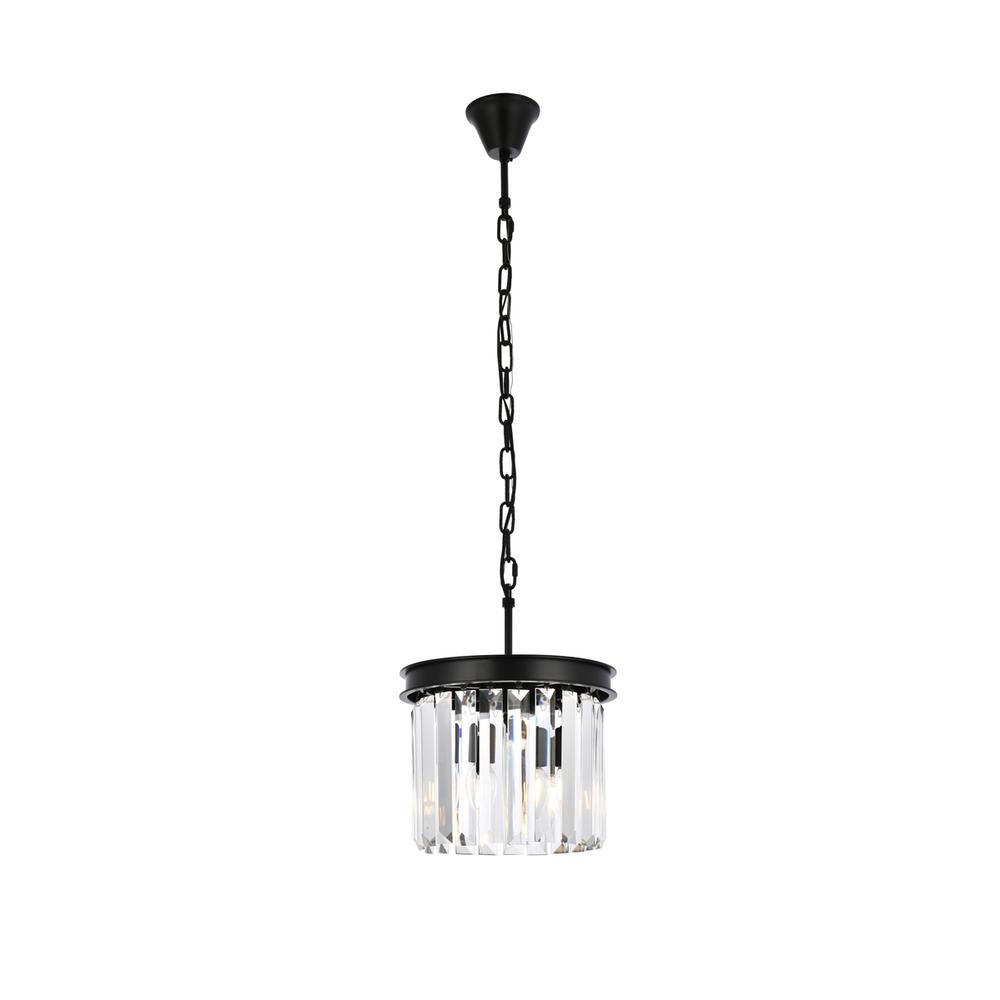 Sydney 3 light Matte Black Pendant Clear Royal Cut Crystal. Picture 1
