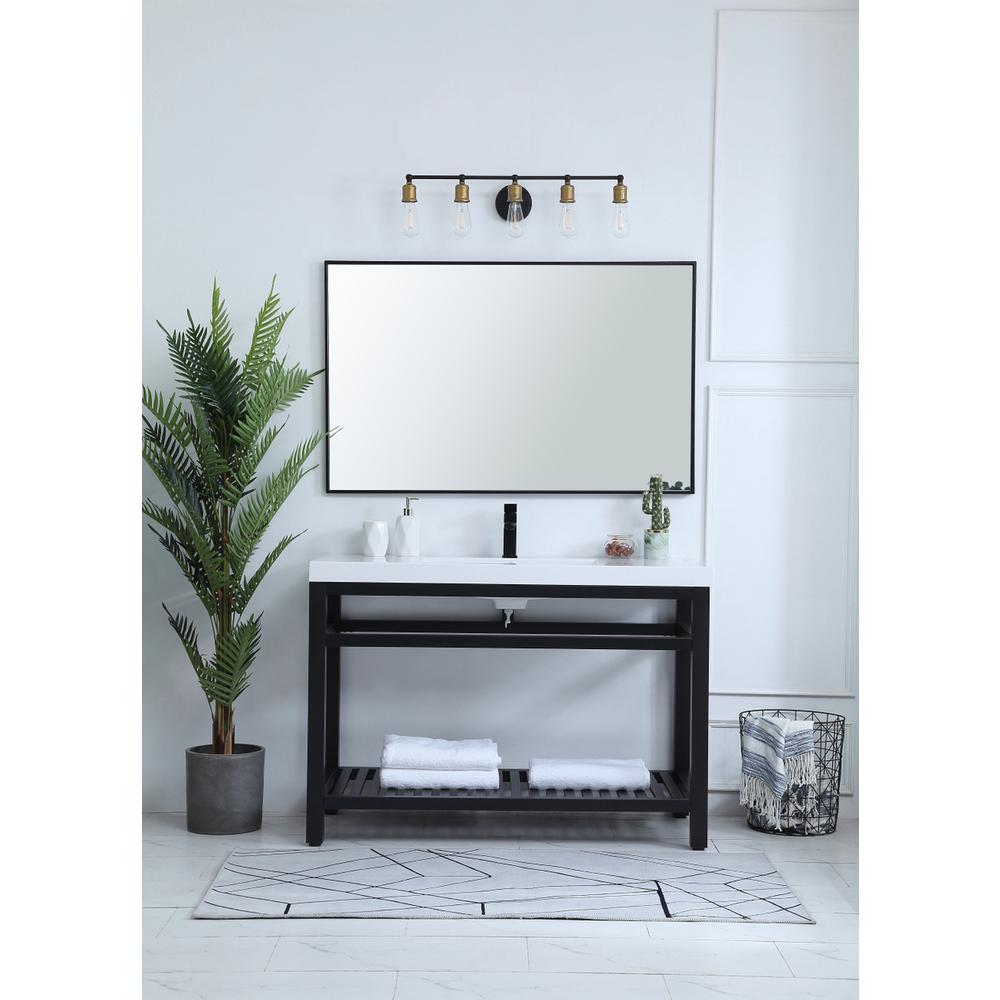 48 inch Single Bathroom Metal Vanity in Black. Picture 5