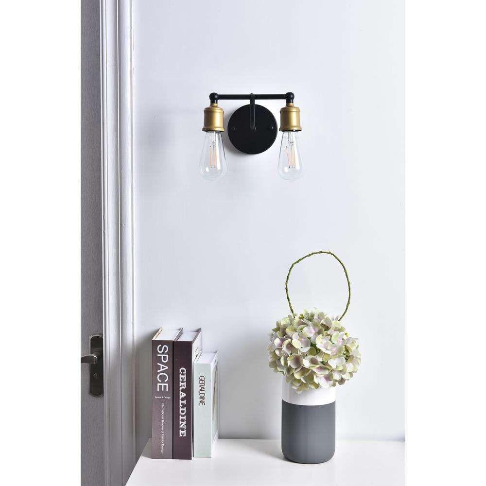 Serif 2 light brass and black Wall Sconce. Picture 12