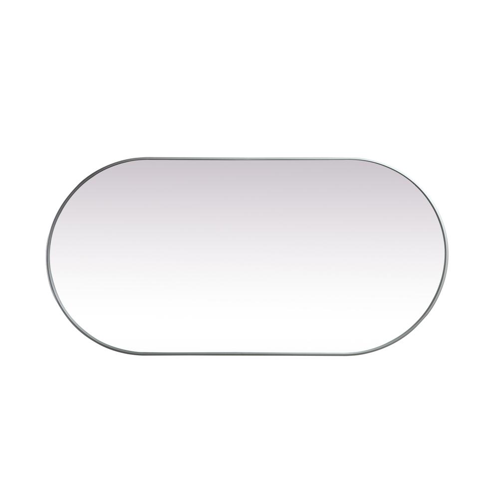 Metal Frame Oval Mirror 36x72 Inch in Silver. Picture 8