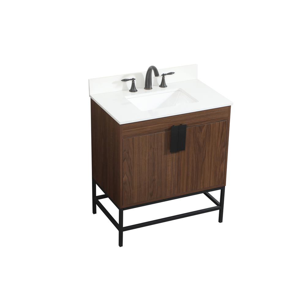 30 inch Single bathroom vanity in walnut with backsplash. Picture 8