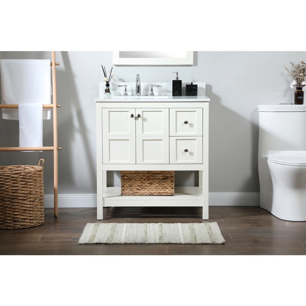 32 inch Single bathroom vanity in white with backsplash. Picture 14