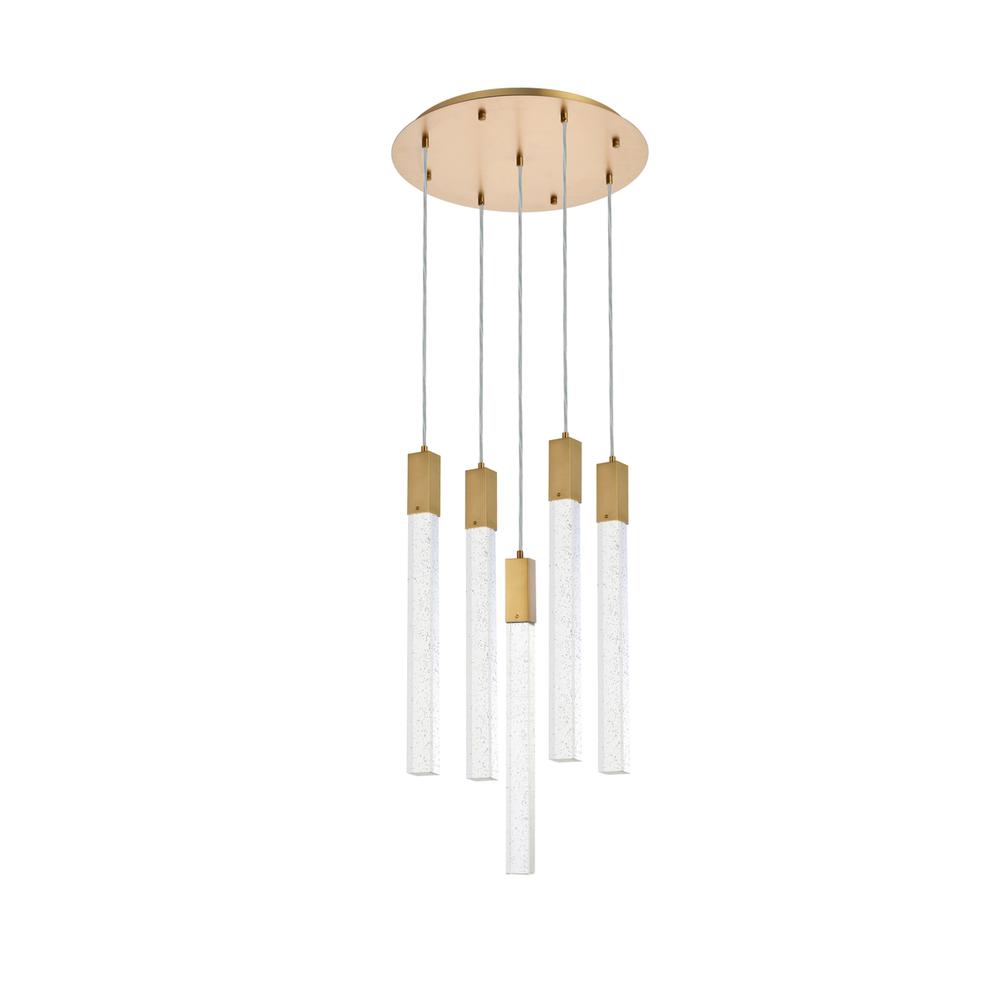 Weston 5 lights pendant in satin gold. Picture 6