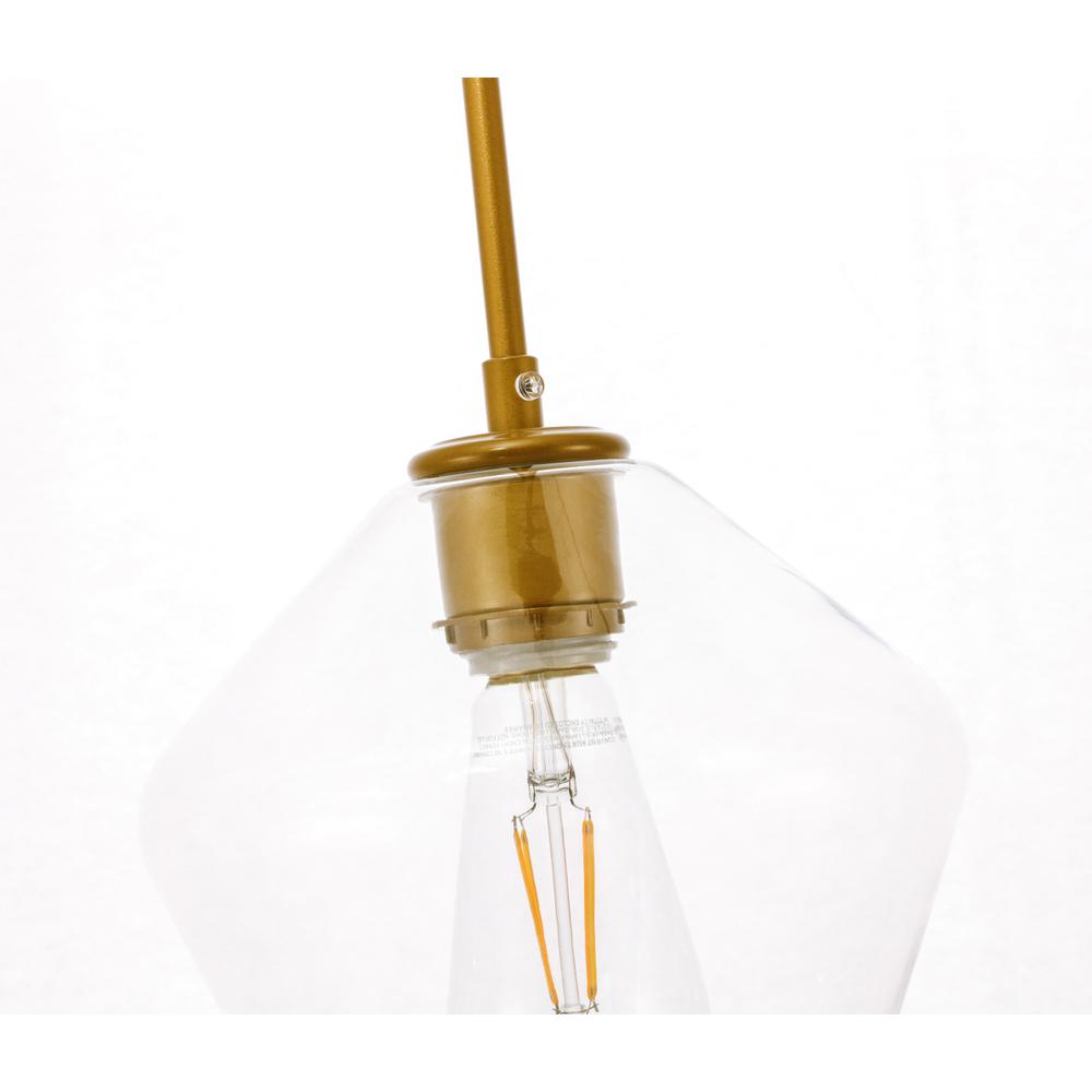 Gene 1 light Brass and Clear glass pendant. Picture 11