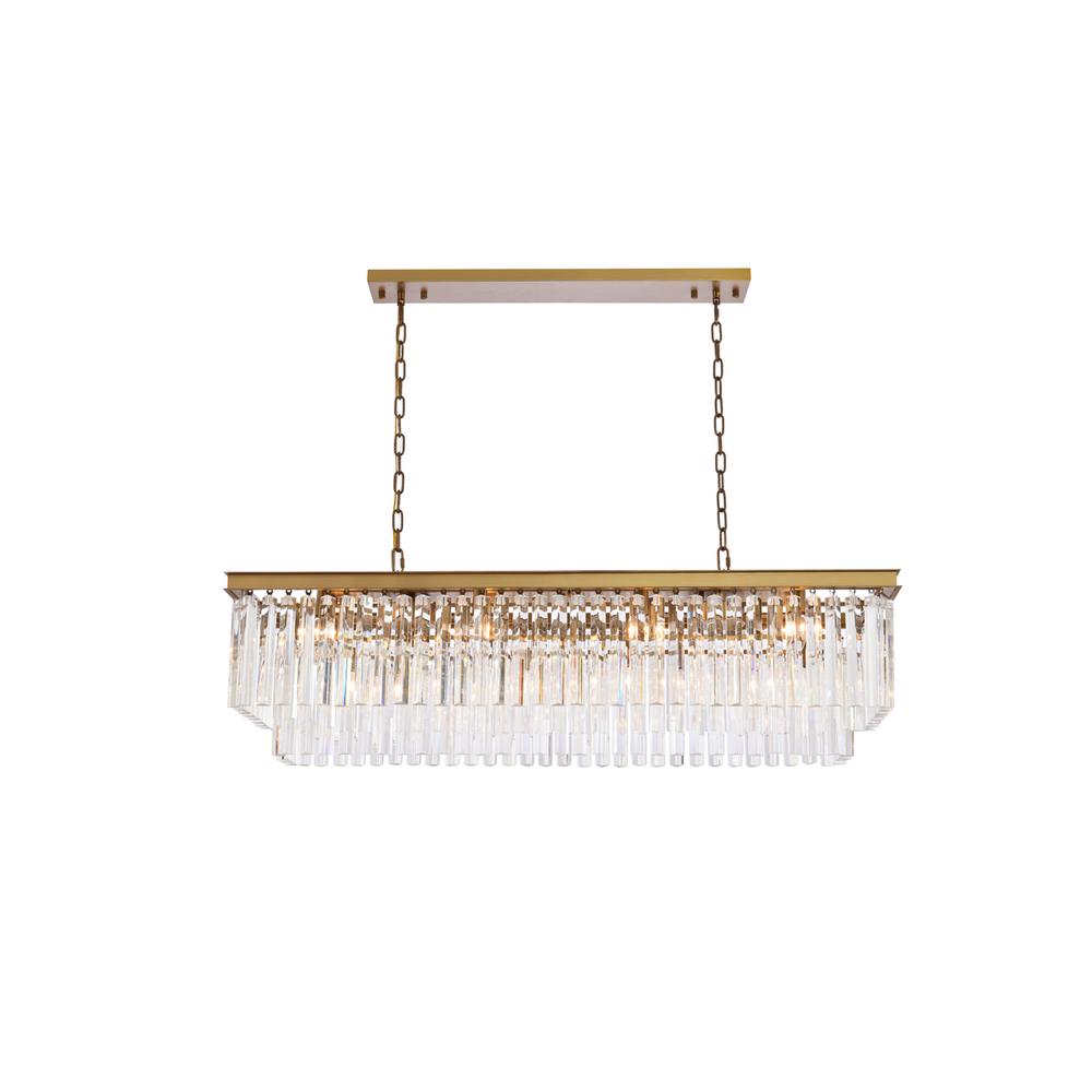 Sydney 50 inch rectangle crystal chandelier in satin gold. Picture 1