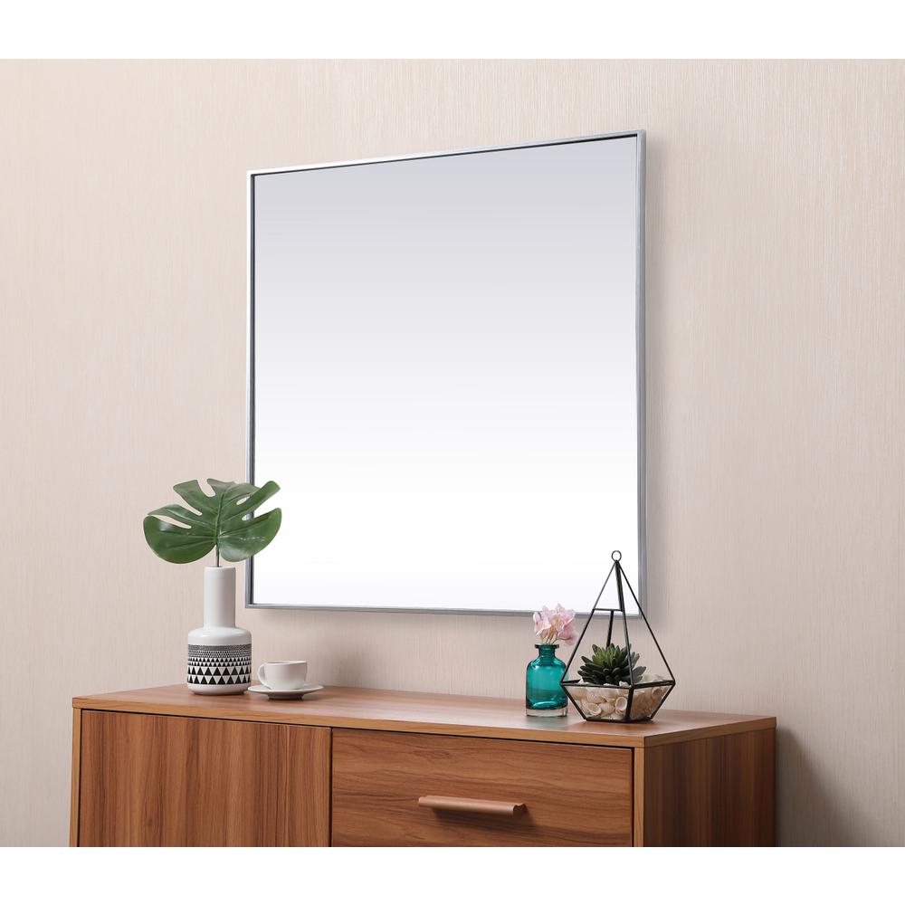 Metal Frame Square Mirror 42 inch in Silver. Picture 4