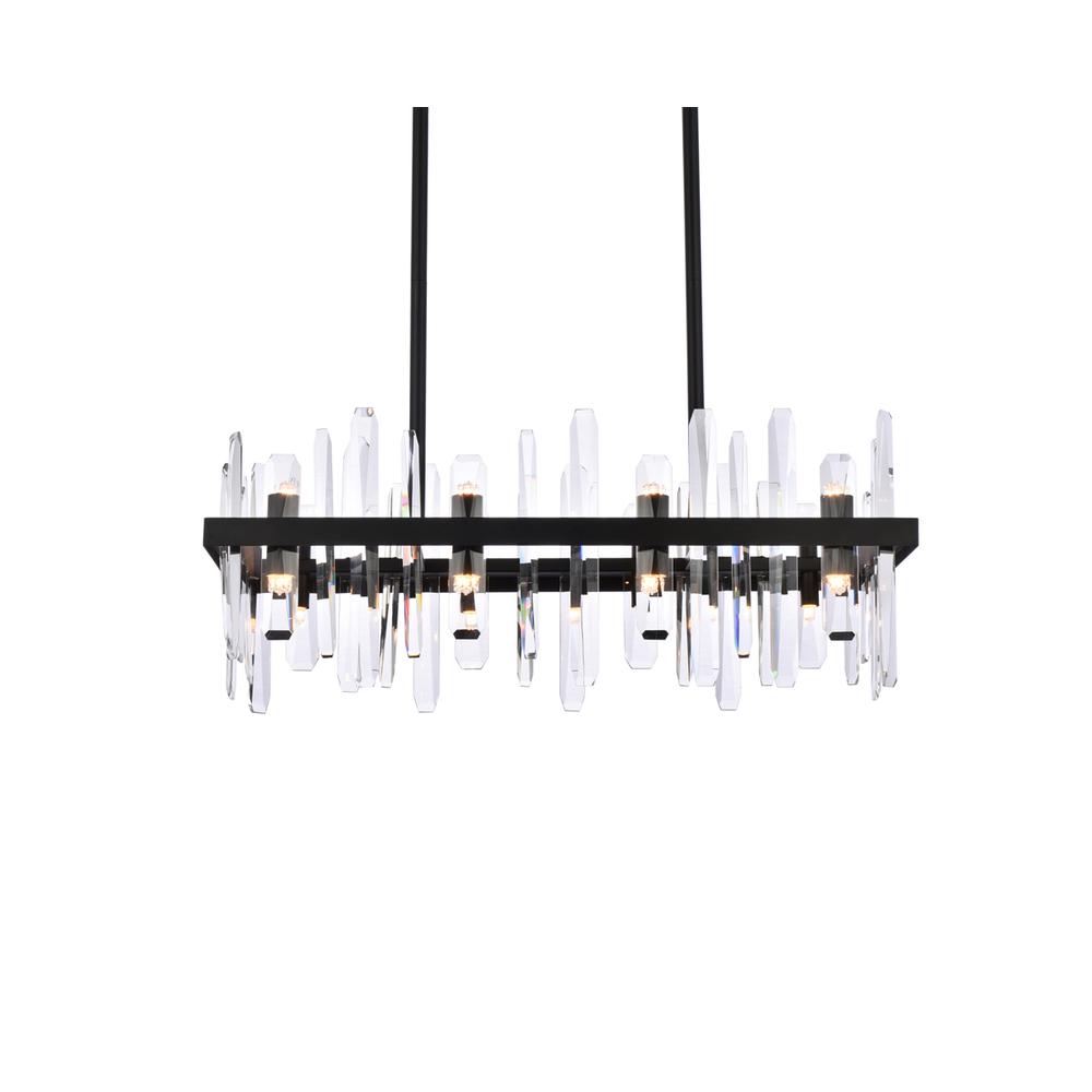 Serena 30 inch crystal rectangle chandelier in black. Picture 2