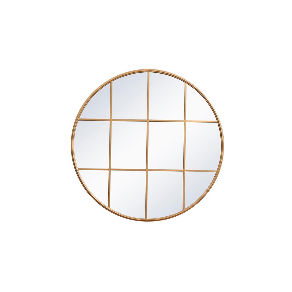 Metal windowpane mirror 42 inch x 42 inch in Brass. Picture 1