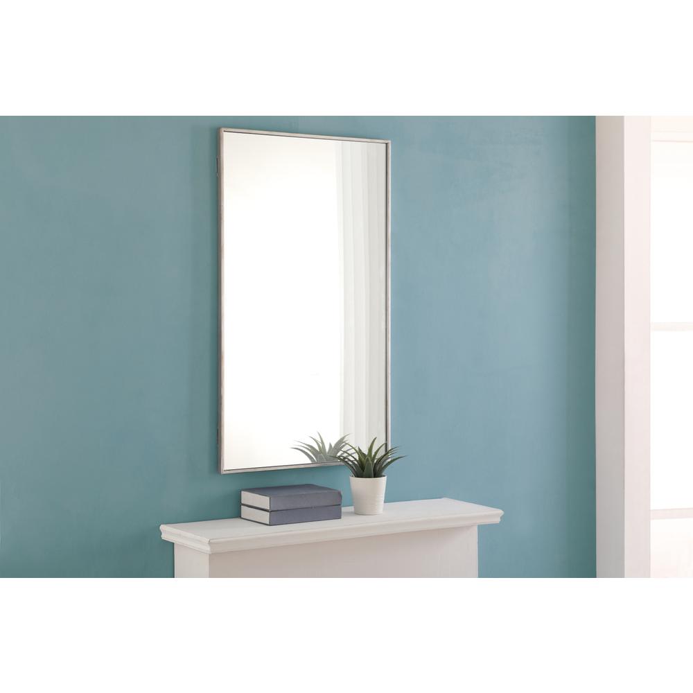 Metal frame Rectangle Mirror 24 inch Silver. Picture 3
