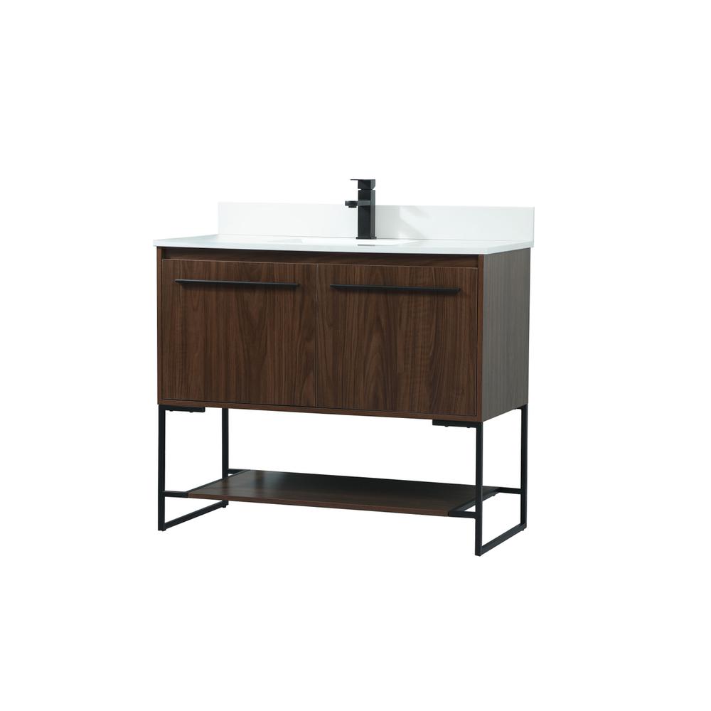 40 inch Single bathroom vanity in walnut with backsplash. Picture 7