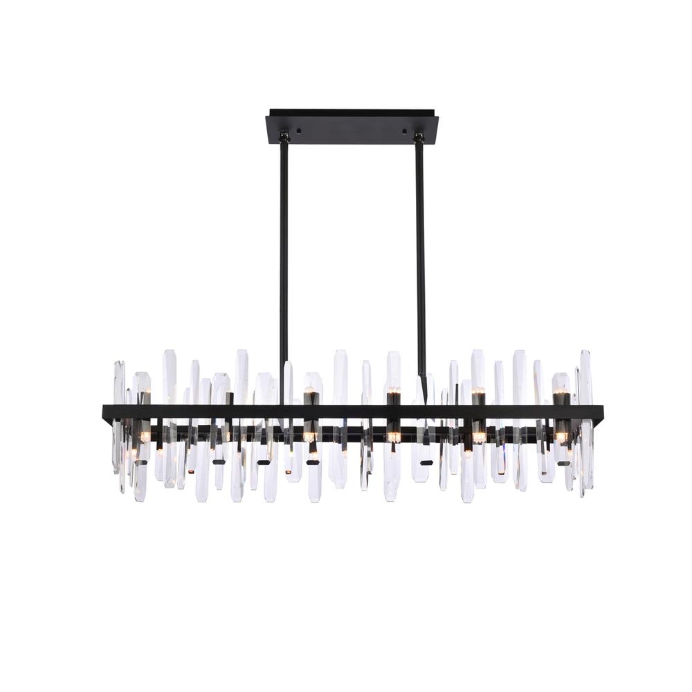 Serena 42 inch crystal rectangle chandelier in black. Picture 1