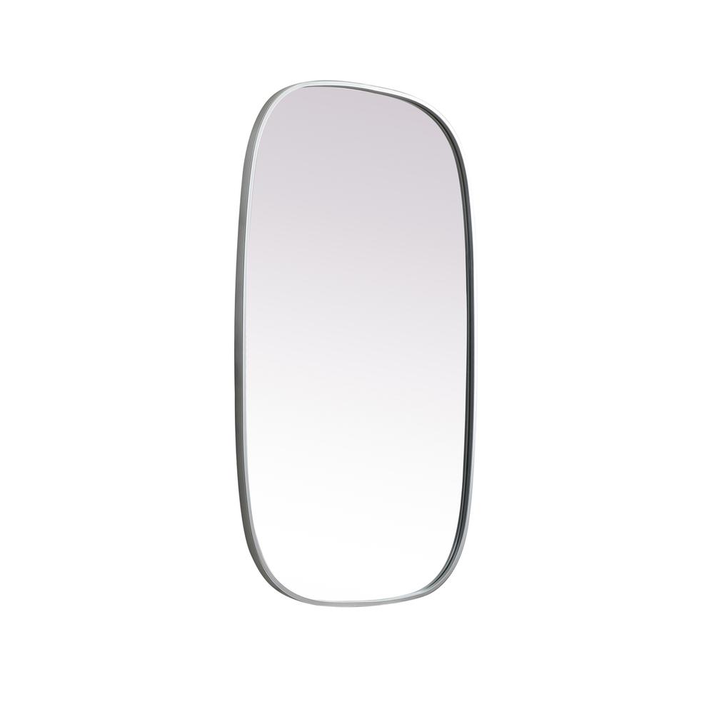 Metal Frame Oval Mirror 24x40 Inch in Silver. Picture 7
