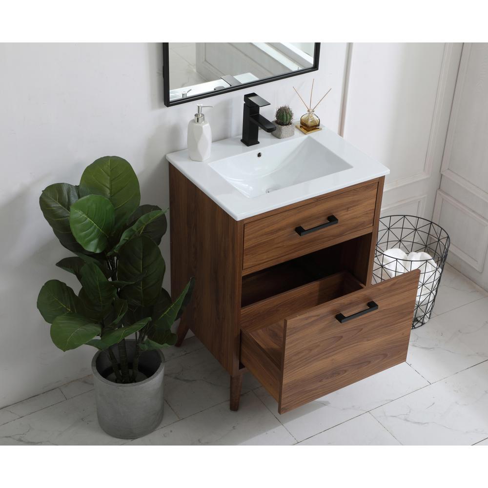 24 inch bathroom vanity in walnut brown. Picture 3