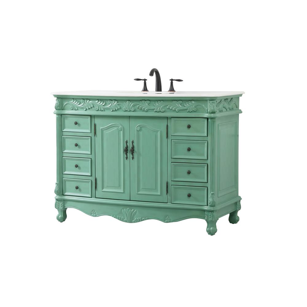 48 inch Single Bathroom vanity in vintage mint. Picture 7