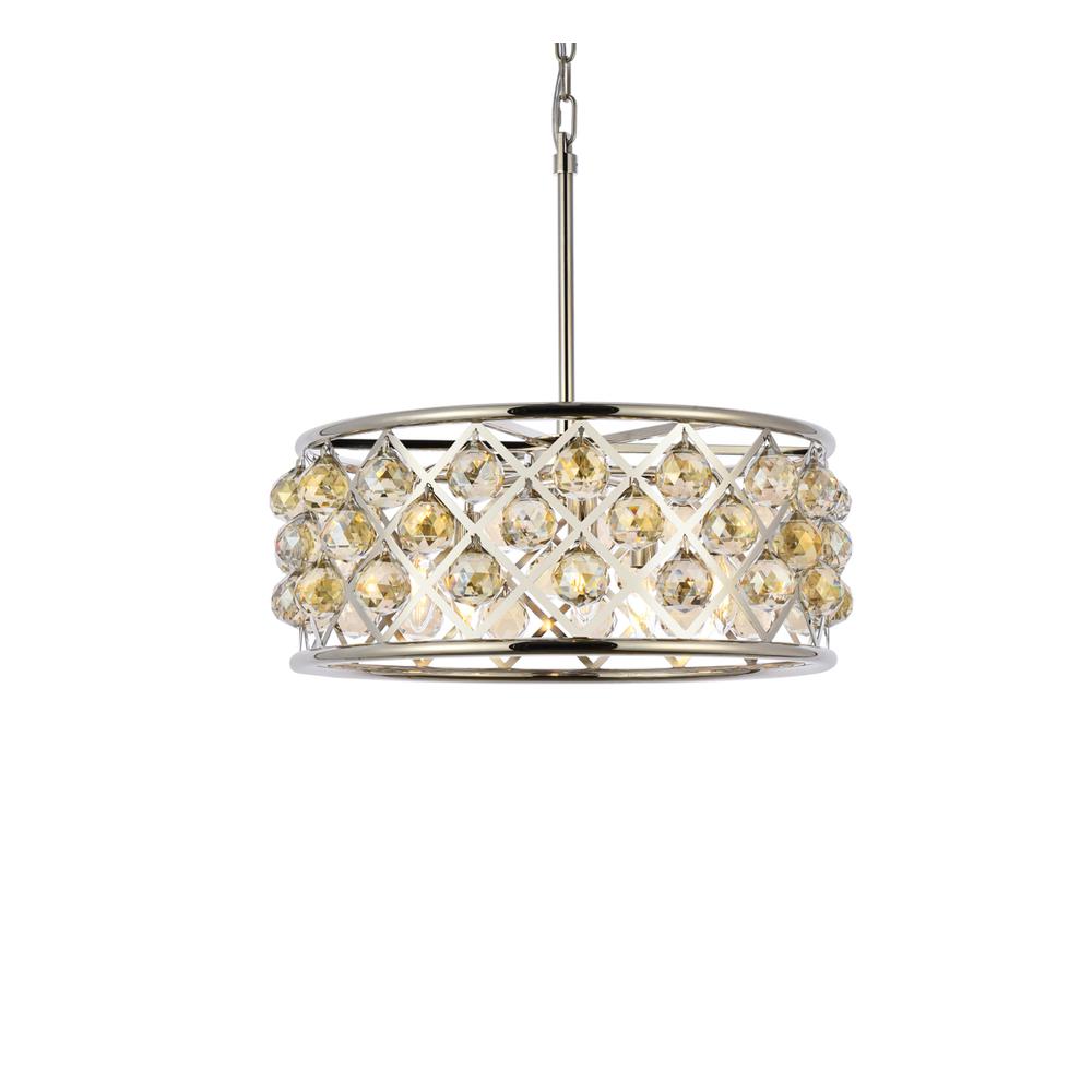 Madison 5 light polished Nickel Chandelier Golden Teak (Smoky) Royal Cut Crystal. Picture 2