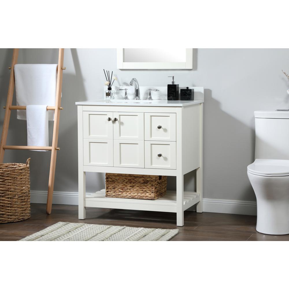 32 inch Single bathroom vanity in white with backsplash. Picture 2