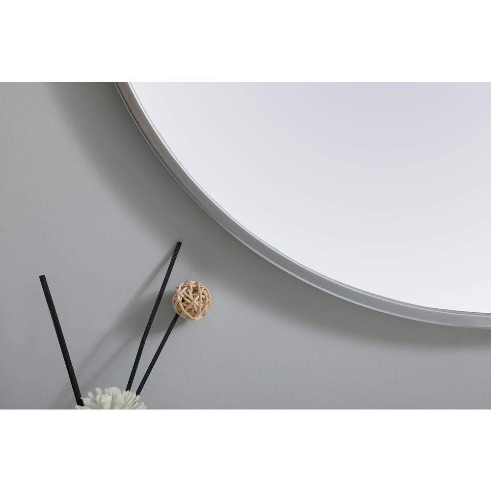 Metal Frame Oval Mirror 24x36 Inch in Silver. Picture 5