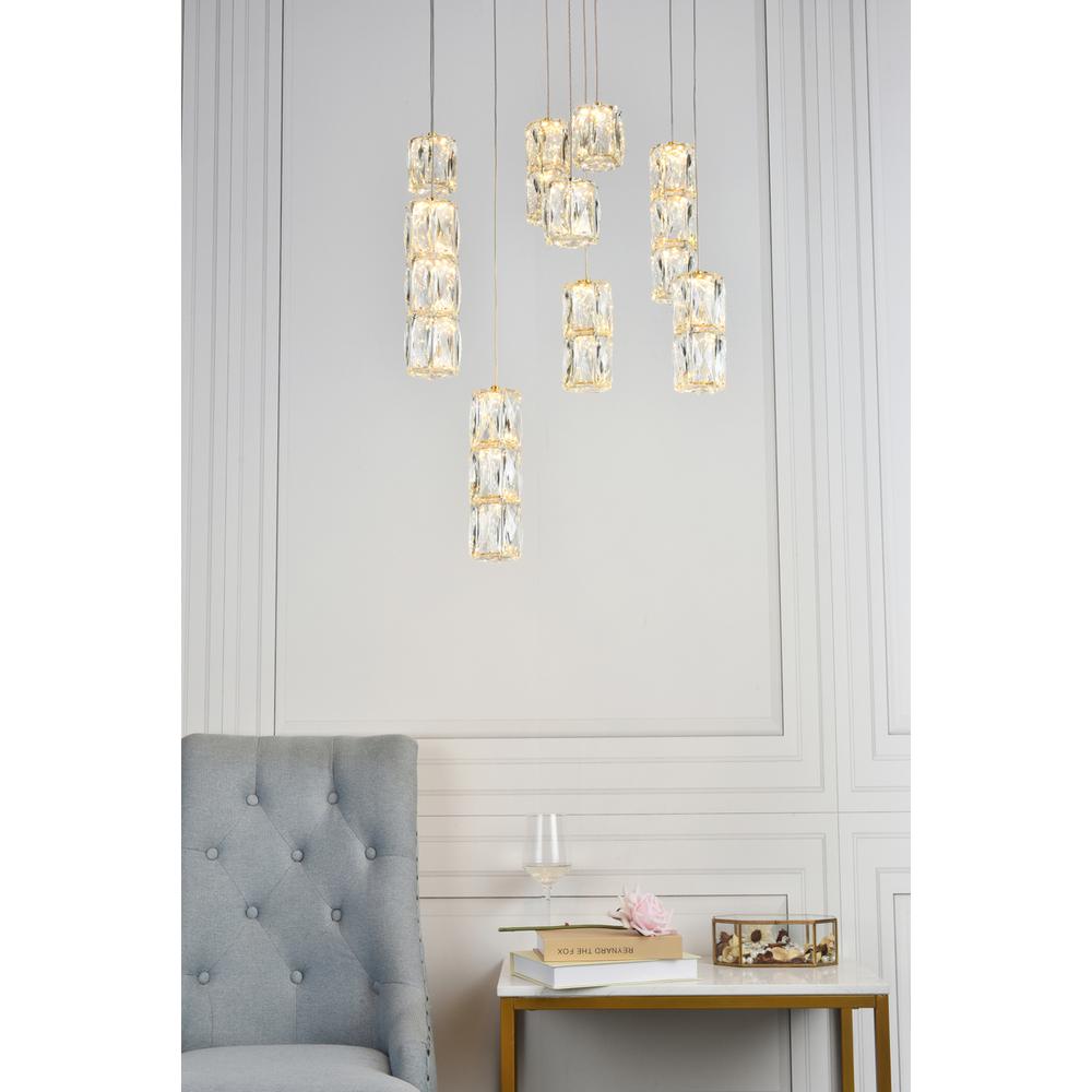 Polaris LED light gold Pendant Clear Royal Cut Crystal. Picture 8