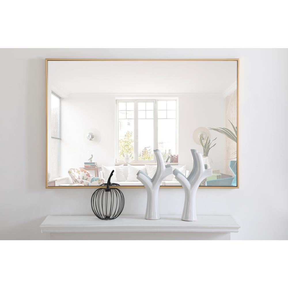 Metal frame Rectangle Mirror 28 inch Brass. Picture 6