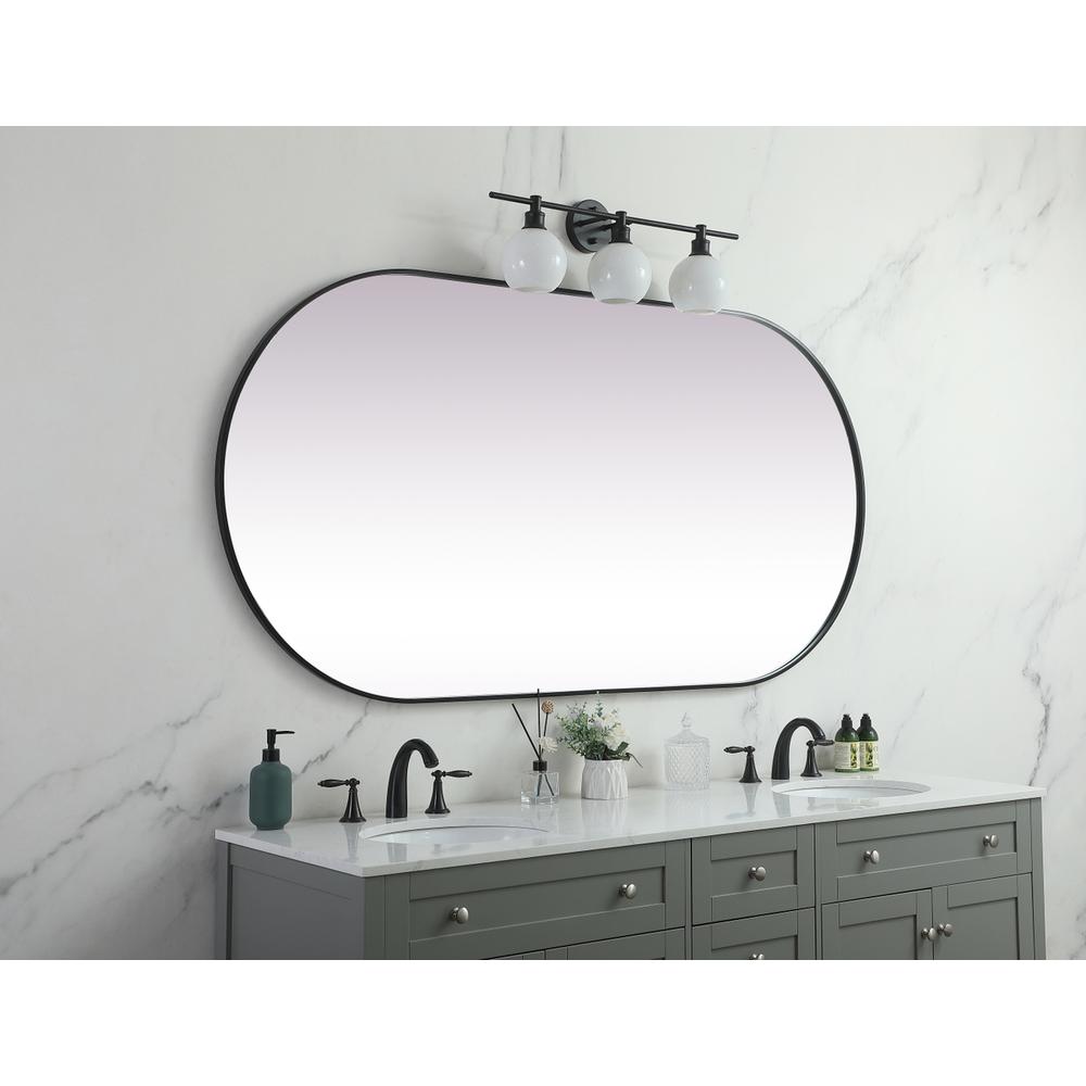 Metal Frame Oval Mirror 36x72 Inch in Black. Picture 4