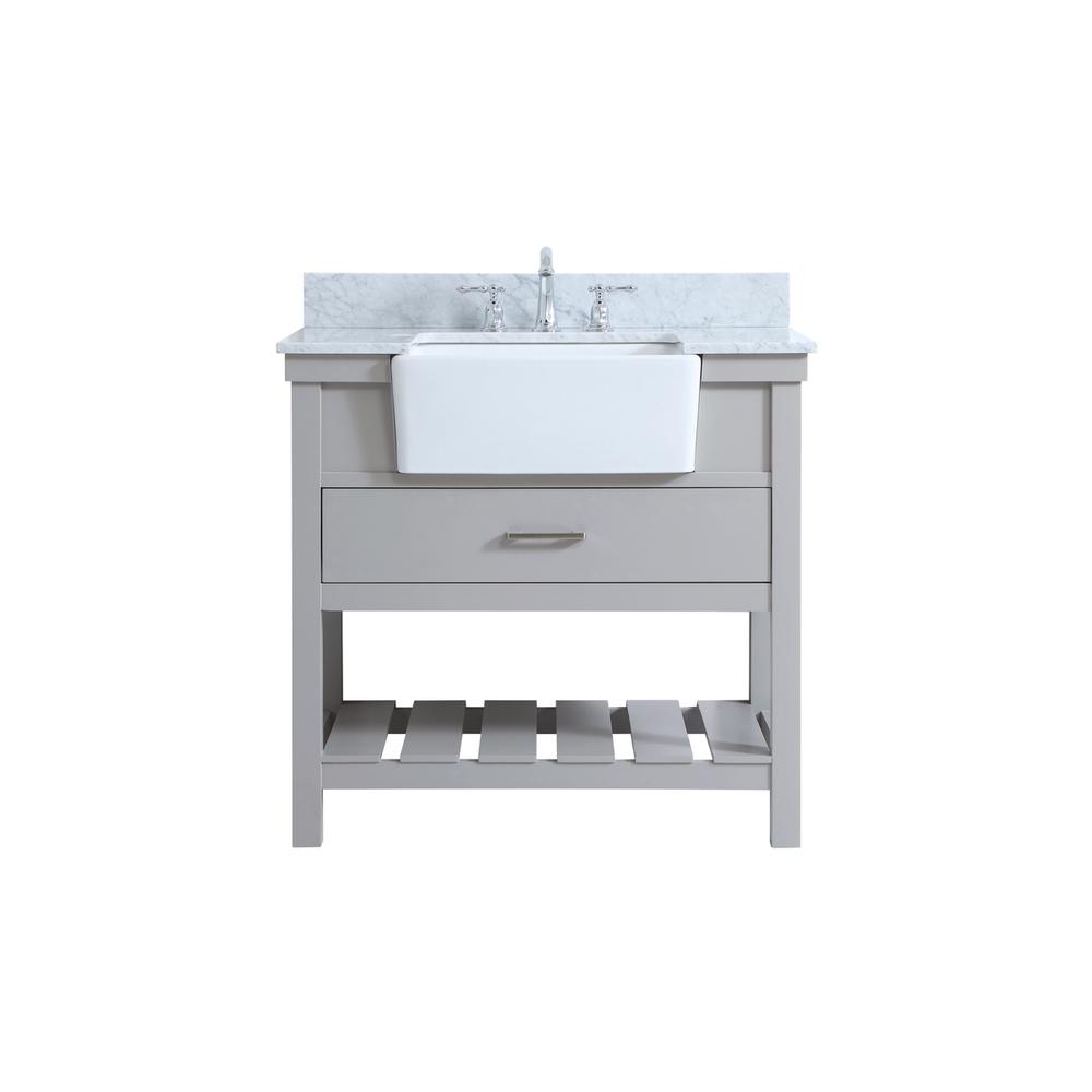 36 inch Single bathroom vanity in grey with backsplash. Picture 1