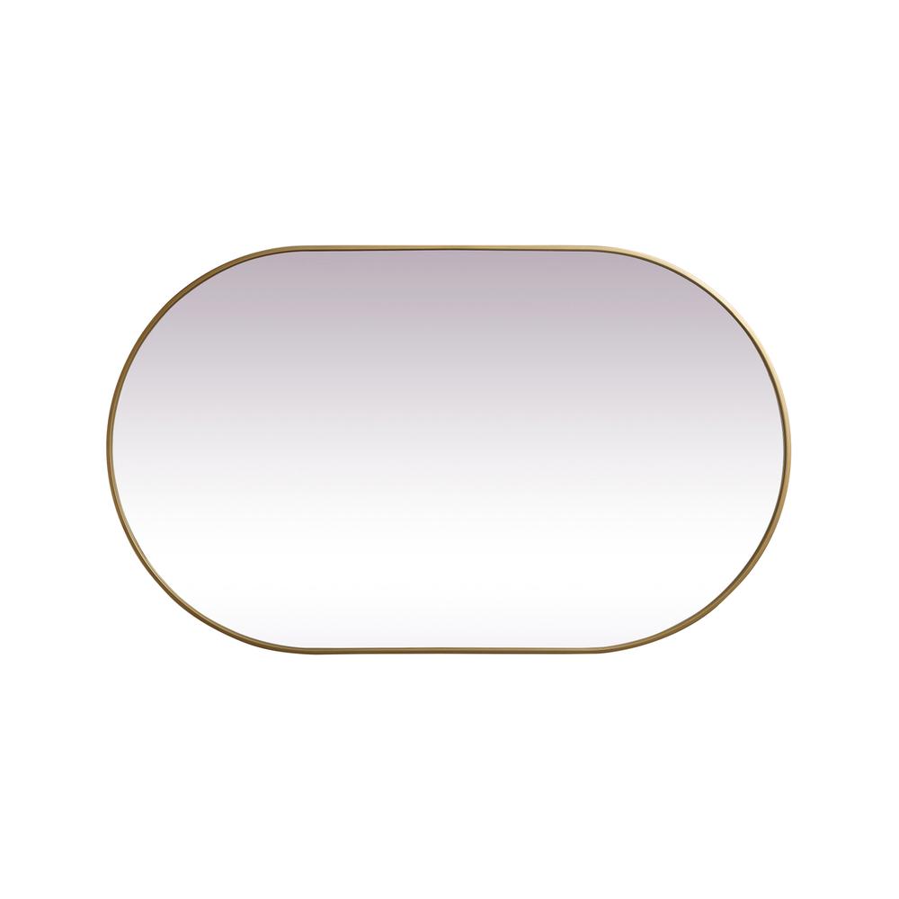 Metal Frame Oval Mirror 36x60 Inch in Brass. Picture 8