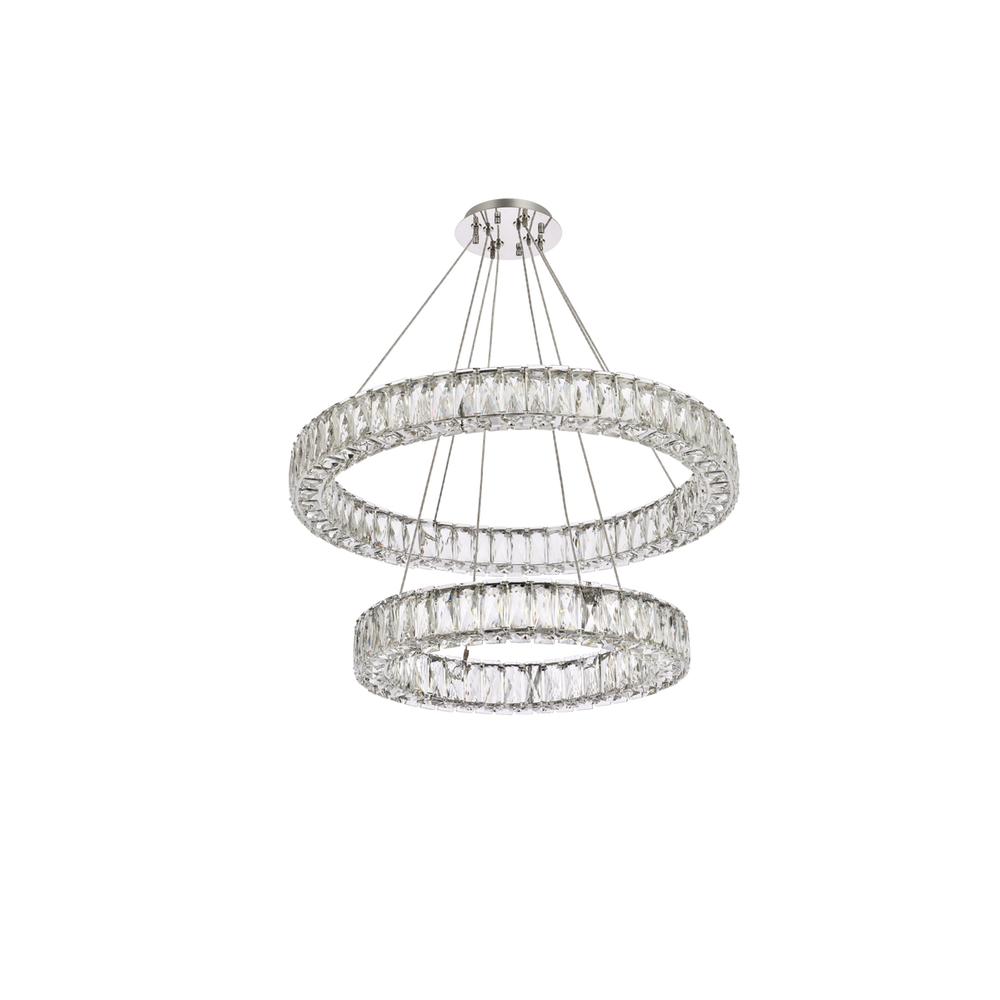 Monroe 28 inch LED double ring chandelier in chrome. Picture 6