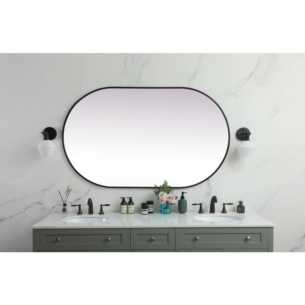 Metal Frame Oval Mirror 36x60 Inch in Black. Picture 11