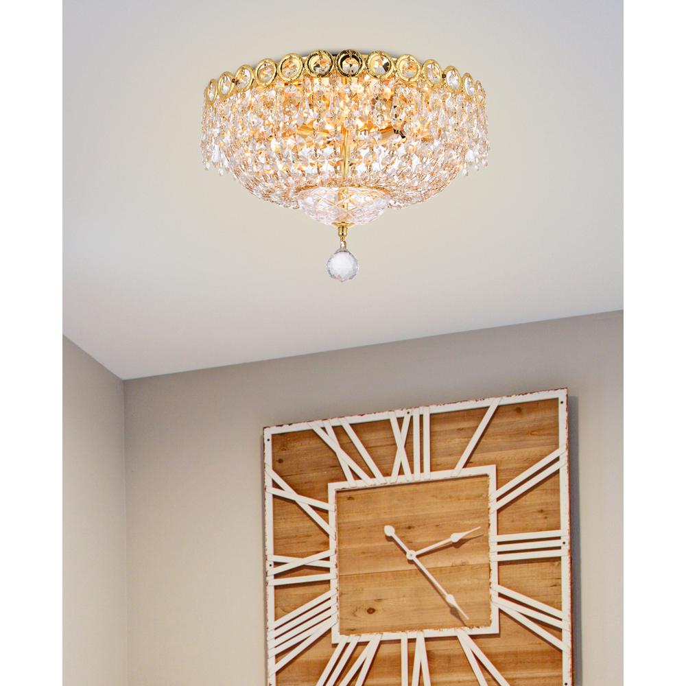 Century 4 light Gold Flush Mount Clear Royal Cut Crystal. Picture 6