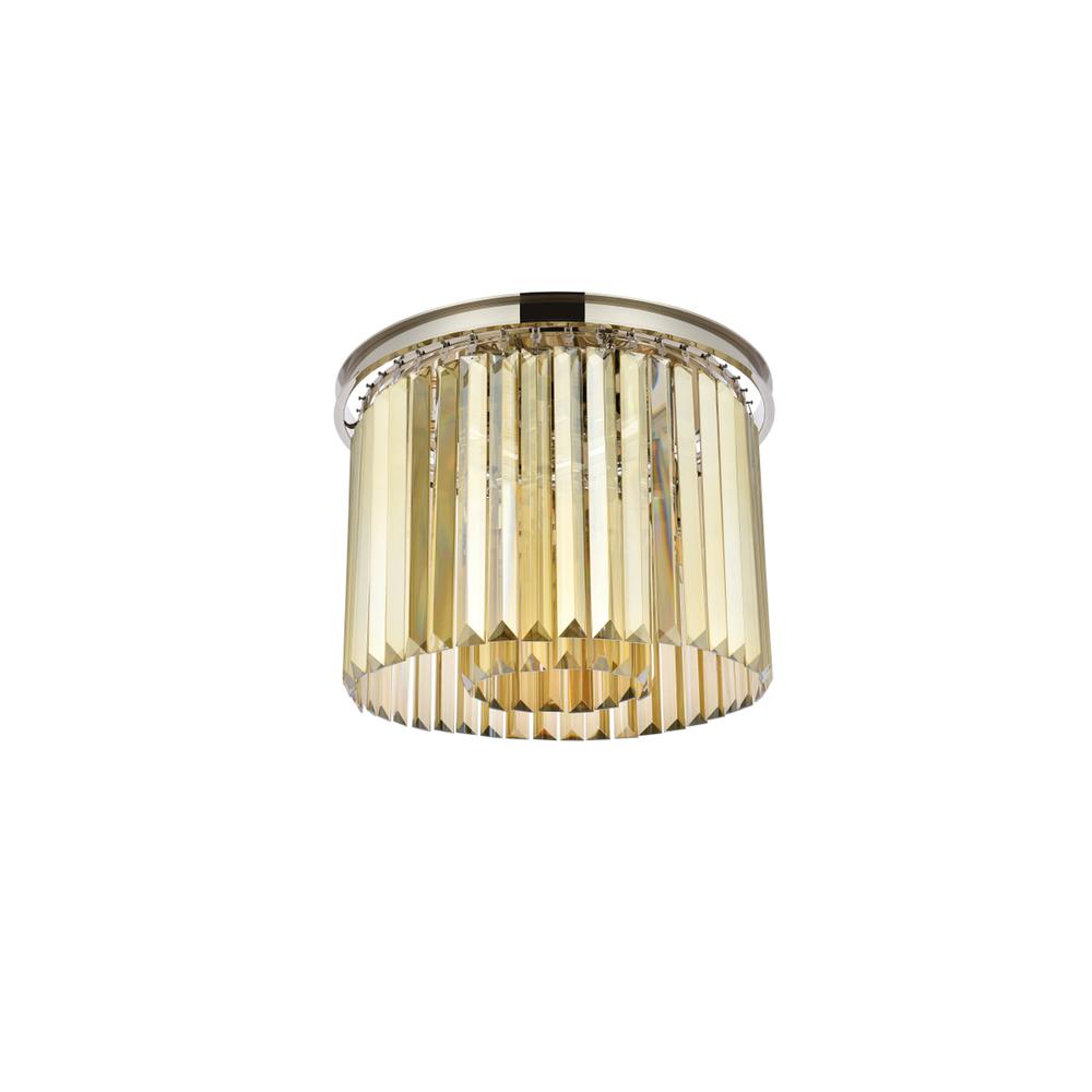Sydney 6 light polished nickel Flush Mount Golden Teak (Smoky) Royal Cut Crystal. Picture 6
