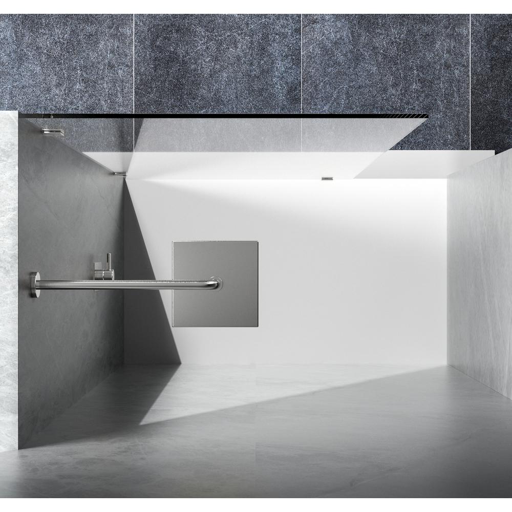 Fixed frameless shower door 35 x 78 Brushed Nickel. Picture 4