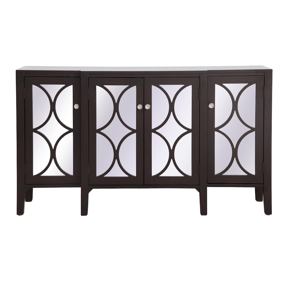 60 Inch Mirrored Credenza In Dark Walnut. Picture 1