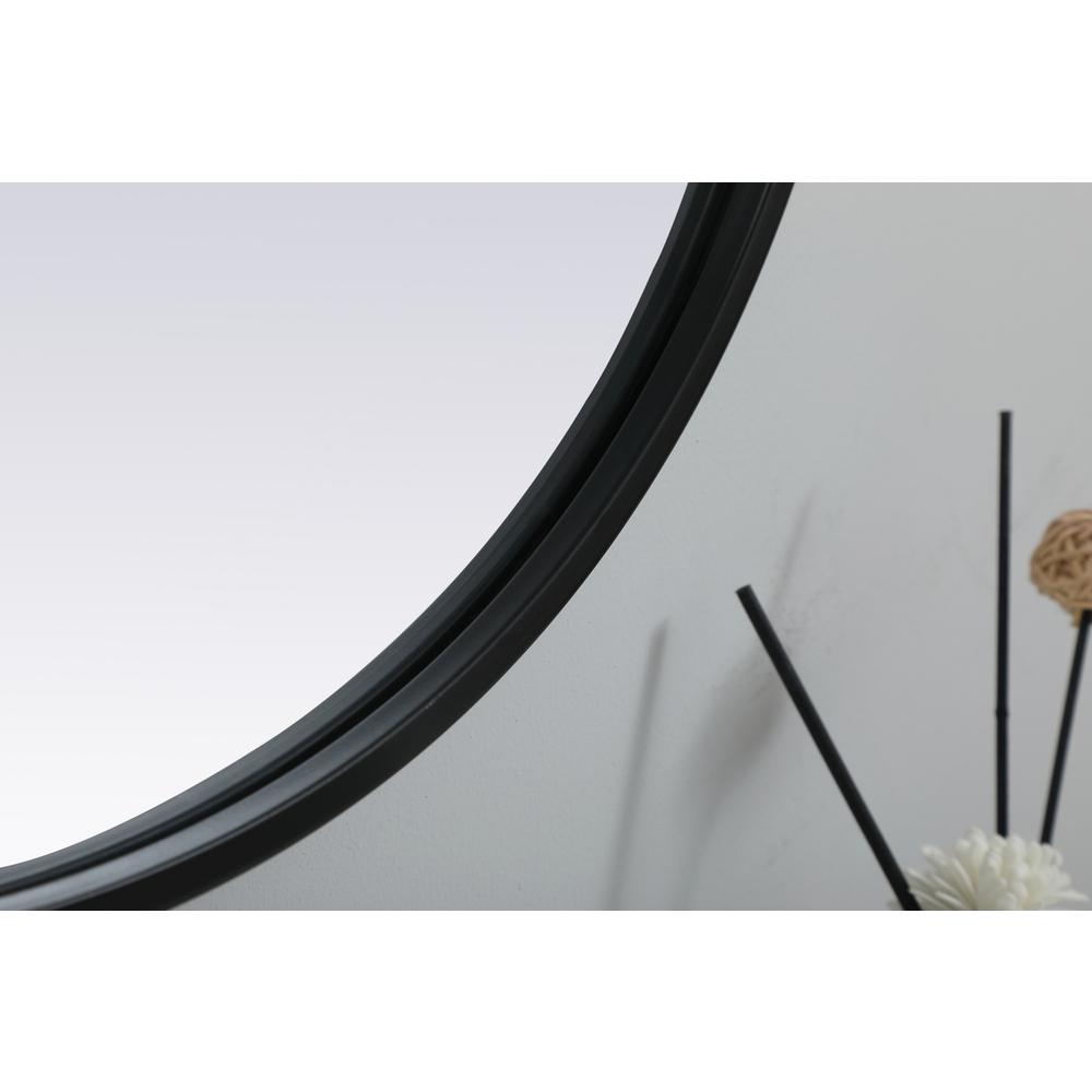 Metal Frame Oval Mirror 20x30 Inch in Black. Picture 6