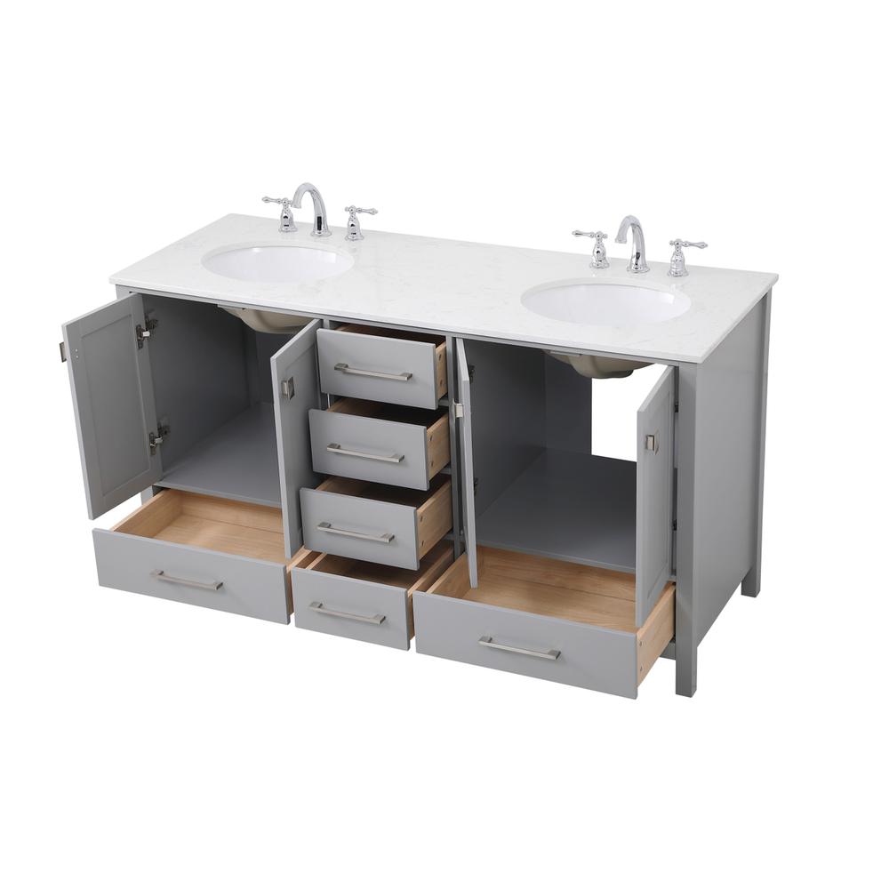 60 inch Double Bathroom Vanity in Gray. Picture 8