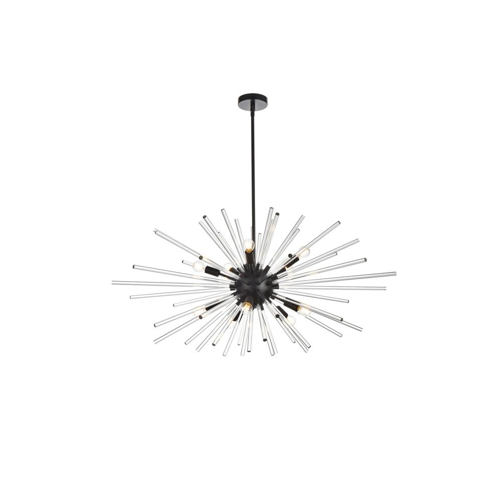 Sienna 46 inch crystal rod pendant in black. Picture 1