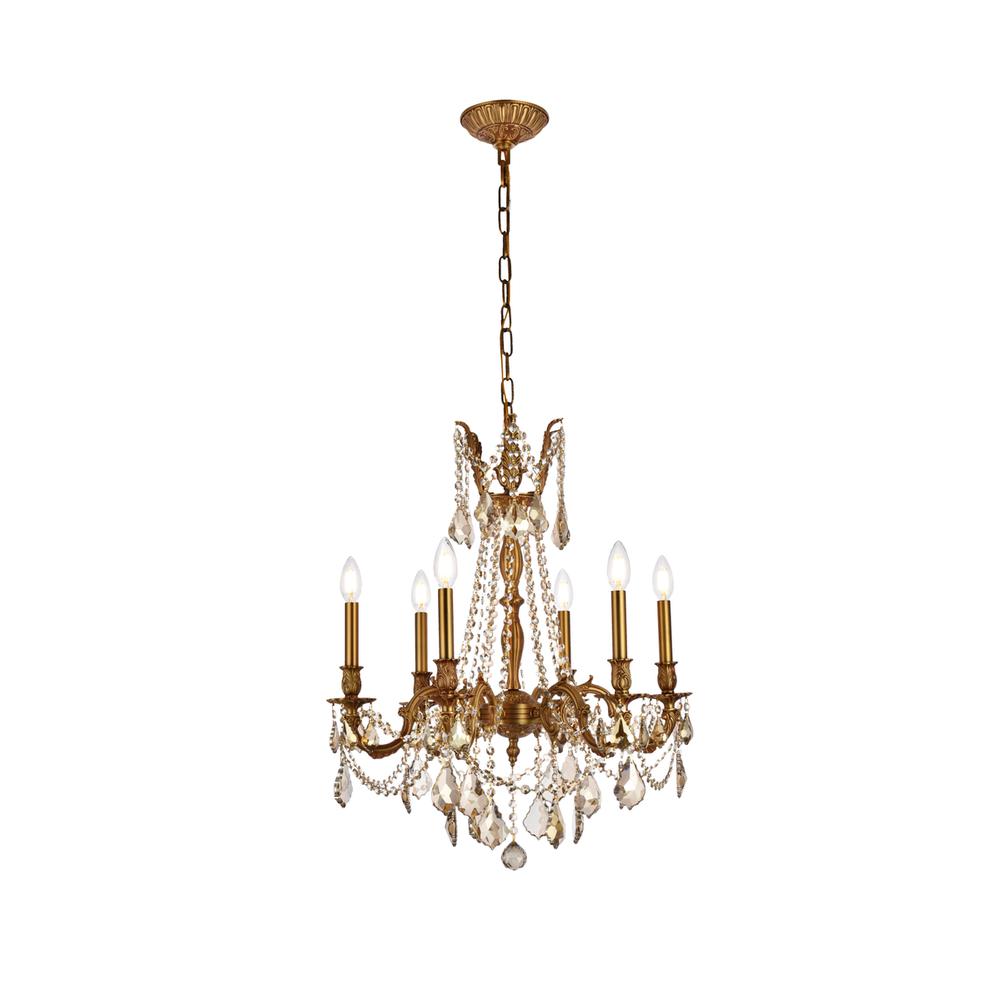 Rosalia 6 light French Gold Chandelier Golden Teak (Smoky) Royal Cut Crystal. Picture 1