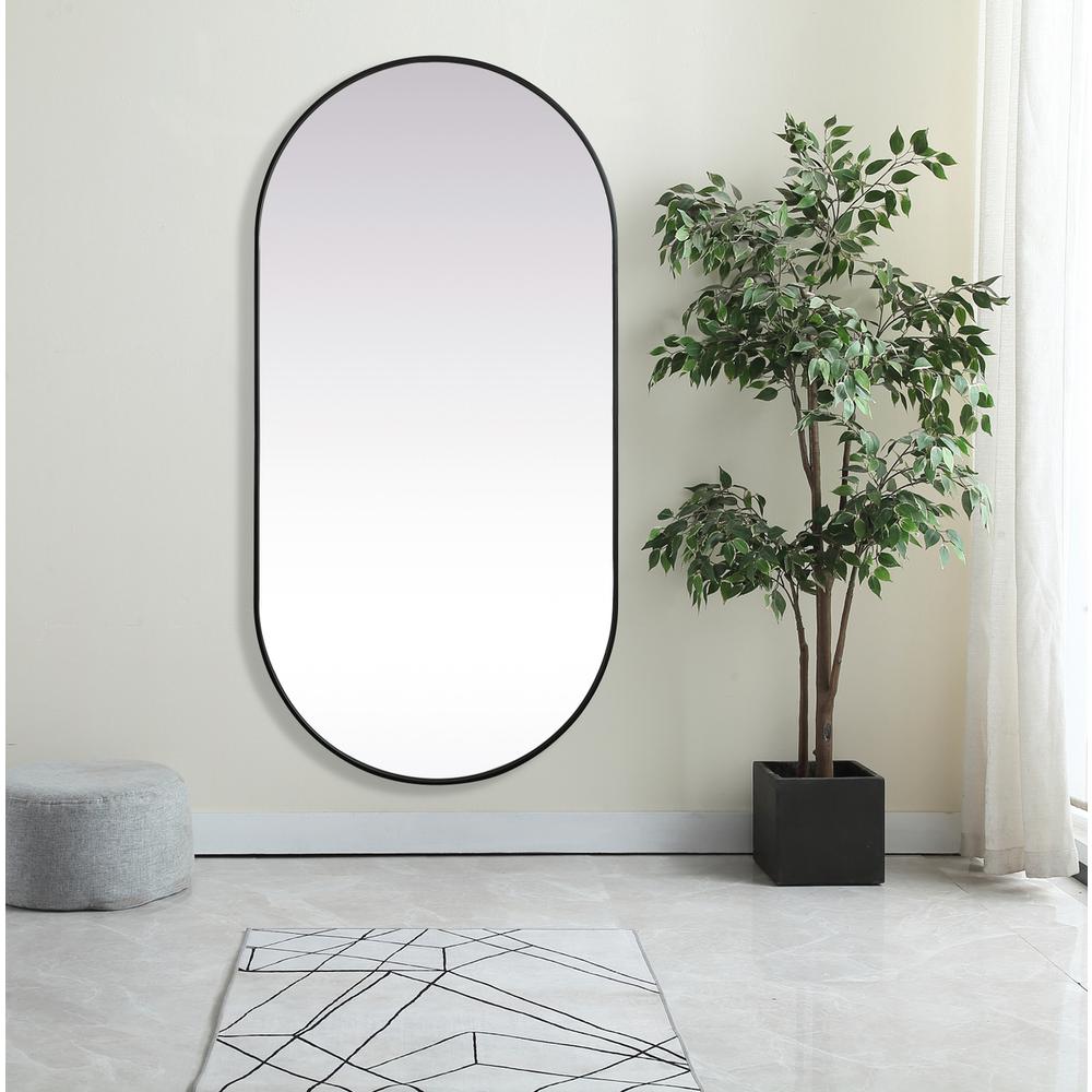 Metal Frame Oval Mirror 36x72 Inch in Black. Picture 11
