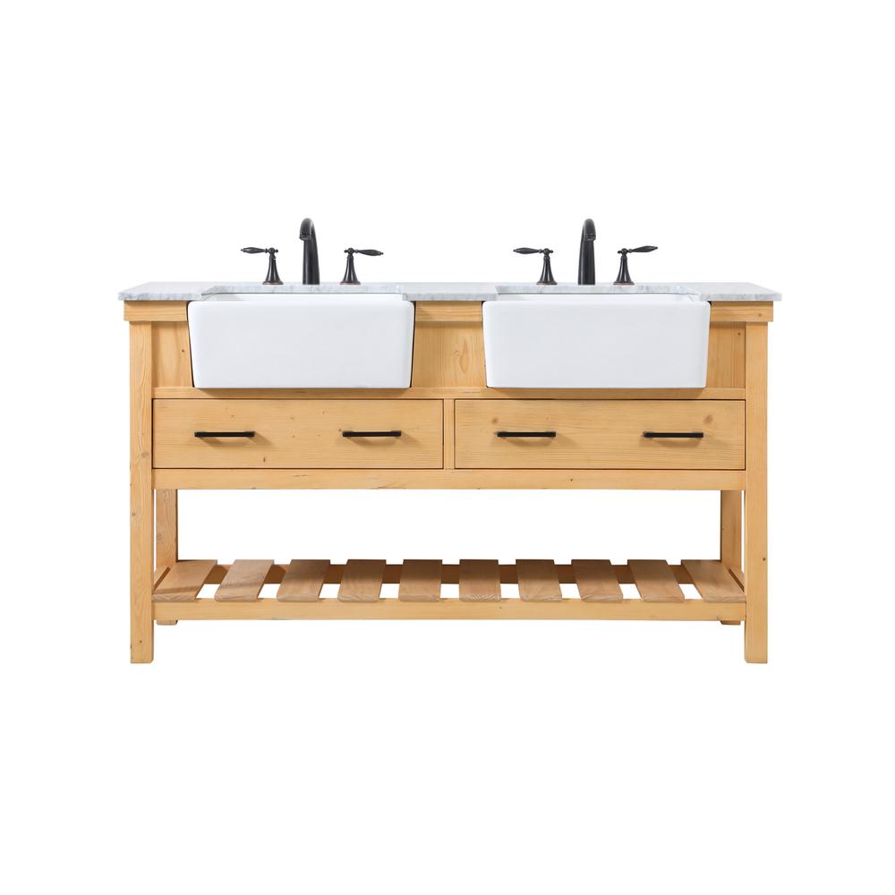 60 inch double bathroom vanity in natural wood. Picture 1