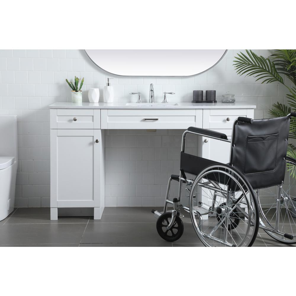 60 Inch ADA Compliant Bathroom Vanity In White. Picture 14