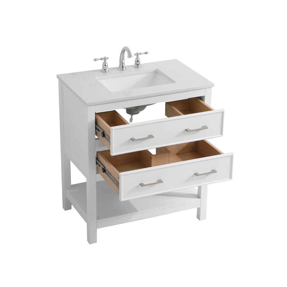 30 inch Single Bathroom Vanity in White. Picture 8